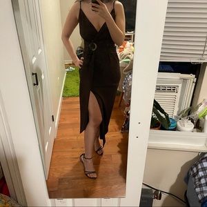 Zara WRAP DRESS WITH BUCKLE Dark brown S